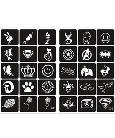 Xmasir 5 Sheets 70pcs Small Glitter Woman Drawing Tattoo Stencil Set for Kids - Cute Airbrush Stencils & Templates - Buy Online on SooperMarket.com