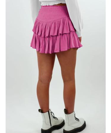 LAEMILIA Elastic Waist Floral Print Mini Skater Skirt XL - Rose Red - Buy Online on SooperMarket.com