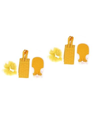 NOLITOY 2 Sets 3pcs Glove Pull Back Shower Towel Loofah Towel Exfoliating Back Scrubber Shower Loofah Sponge Scrubber Belt Mesh Shower Bath Loofah Back Strip Cloth Wipe Back 85x 9.5CMx2pcs Yellowx2pcs
