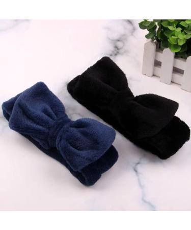 Makeup Headbands Spa Bow Washing Face Hair Band Towel Wrap Coral Fleece Elastic for Shower Sports Black Spa Headband - Buy Online on SooperMarket.com
