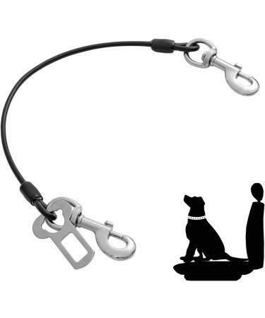 Mi Metty Dog Car Seat Belt Dog Car Harnesses Chew Proof Steel Rope Cable Waterproof Dogs Safety Belt Vehicle Harnesses with Double Clips and Latch Attachment 32 inch/80 CM Black 32 inch/80 CM