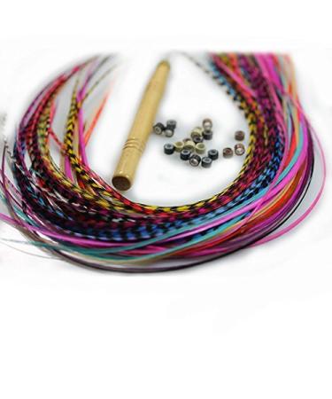 Vivid Grizzly & Solid Feather Assortment with Beads - Set of 7-10 - Buy Online on SooperMarket.com