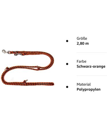 Dogeline Double Leash for Medium Dogs - 2.80m Practice Leash in 39 Colors Stable & Durable (Up to 45kg) - Black-Orange Design - Buy Online on SooperMarket.com