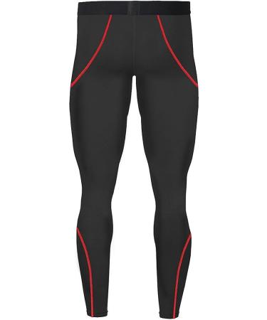 Men's Compression Running Set | Skin-Tight Long Sleeve | Quick Dry Fitness Tracksuit | Gym Yoga Suits - Black/Red Line (Medium) - Buy Online on SooperMarket.com