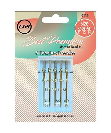 Clover Best Premium Machine Needles Titanium Assortment  5 Piece
