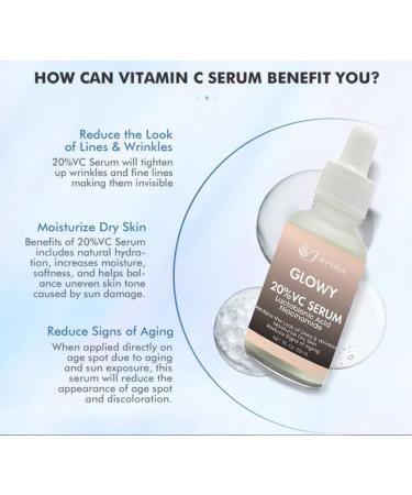 Glowy 20% Vitamin C Serum with Niacinamide & Hyaluronic Acid | Brighten & Hydrate Skin - International Shipping - Buy Online on SooperMarket.com