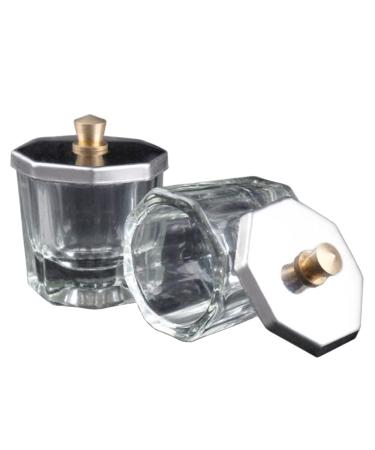 Nail Art Nail Bowl Crystal Glass Nails with Stainless Steel Lid Nail Art Liquid Container Nail Art Tool Set 2pcs