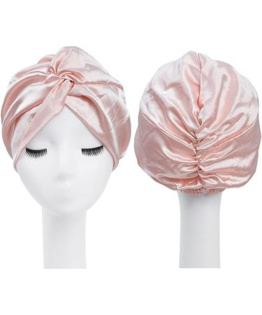 Lenaqueen 100% Silk Night Cap for Women - Pink Silk Sleep Bonnet with Elastic Band - Buy Online on SooperMarket.com