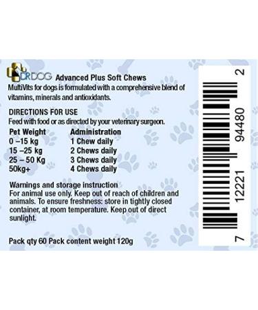 DR DOG Multivitamin for Dogs 60 Soft Chews - Essential Vitamins, Minerals & Antioxidants - Fussy Friendly & Tasty Treats - Made in UK - Buy Online on SooperMarket.com