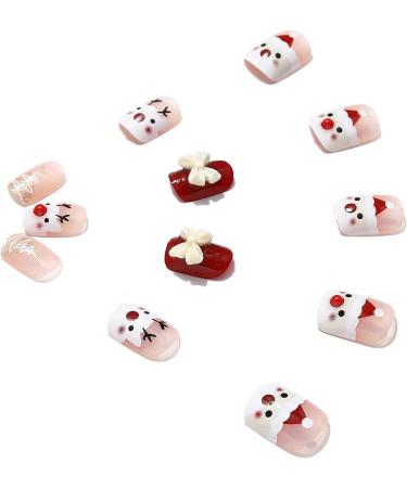 Christmas False Nails Snow Press on Nails - Antler Red Fake Nails 24pcs for Women and Girls - Buy Online on SooperMarket.com