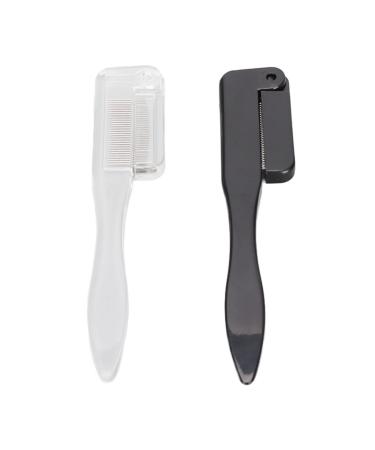 Eyelash Comb Stainless Steel Teeth Mascara Applicator Grooming Brush 2pcs Foldable Portable for Easy Eye Makeup