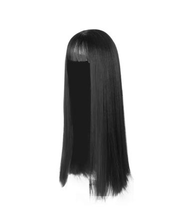 Trendy Hair Clips Wig Lady Black Long Hair Soft Girl Realistic Headwear Japanese Air Temperament Facial Half And Wig One Size Black