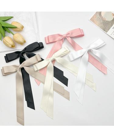 Chic Bow Hair Clips for Women and Girl Set of 2 Big Bowknot Hairpins with Satin Ribbons - French Hair Barrettes in Elegant Colors - Buy Online on SooperMarket.com