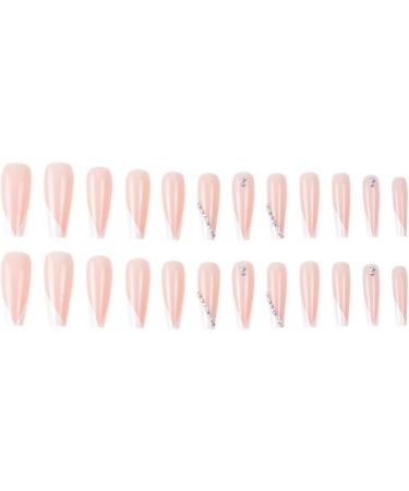RUNRAYAY Pink & White French Rhinestone Fake Nails Long Press on Nails Art Kit for Women & Girls - Buy Online on SooperMarket.com