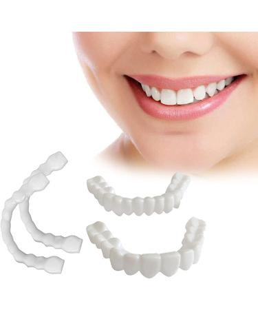 2 PCS Dentures Teeth for Women and Men Temporary Teeth Perfect Fake Teeth  Cover The Imperfect Teeth for Upper and Lower Jaw.