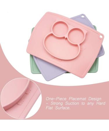 Qshare Toddler Plate | Portable BPA-Free Silicone Suction Plate for Kids | Dishwasher & Microwave Safe | 11x8x1 inch | Cream Pink - Buy Online on SooperMarket.com