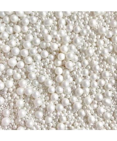 White Pearlescent Sprinkles cupcake cake toppers pearls balls metallic shimmer 100s and 1000s cupcakes cakes decoration wedding topper ICE