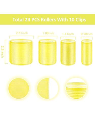 Jumbo Hair Rollers Set Hair Rollers Self Grip Curlers For Long Hair No Heat Curlers Heatless Hair Rollers With Clips & Comb 24 Packs (Yellow 24Pcs) - Buy Online on SooperMarket.com