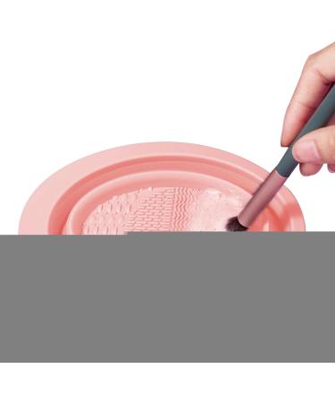 Teksome Makeup Brush Cleaner Mat - Silicone Foldable Brushes Scrubber Bowl Compact Washing Supplies For Cleansing Makeup Sponges Brushes & Applicators Pink - Buy Online on SooperMarket.com