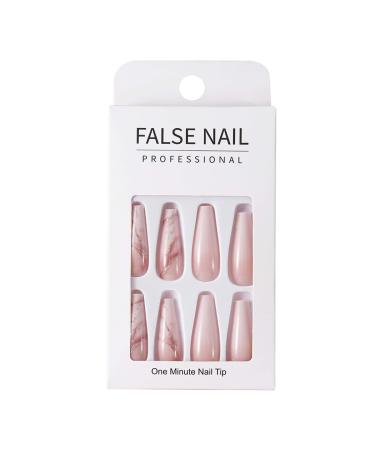 Brishow Long Ballerina Press On Nails - 24 Pink Gradient Acrylics with Gold Foils for Women & Girls - Buy Online on SooperMarket.com
