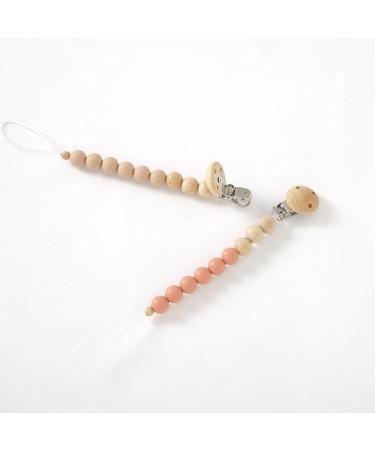 Blumie Dummy Clips Set of 2 for Baby | Silicone Pacifier Holder for Boys and Girls (Pink & Beige) | BPA Free Soother Chains - Buy Online on SooperMarket.com