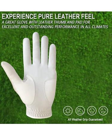 Finger Ten Men's Golf Gloves - All-Weather Leather with Ball Marker Left & Right Options | 1-Piece Khaki - Buy Online on SooperMarket.com