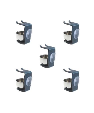 Geardeangloow 5 Set of men's stainless steel soap shell acrylic frame shaver stand shaver razor brush set 5-series set (black and silver-colored)