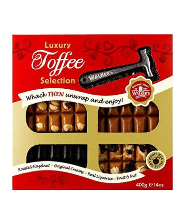 Walkers Nonsuch Toffee Selection Gift Box With Hammer 400g (Creamy Original Nutty Brazil Roasted Hazelnut & Liquorice)