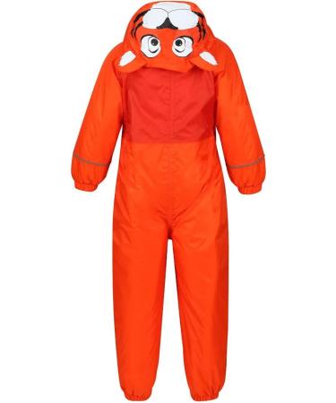 Regatta Children's Mudplay III Waterproof Insulated Animal All-in-one Suit - 12-18 Months | Blaze Orange Tiger - Buy Online on SooperMarket.com