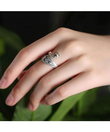 Adjustable Knitting Loop Set | Silver-Plated Copper Rings for Faster Crocheting | Advanced Peacock Ring with Finger Holder Thimble - Buy Online on SooperMarket.com