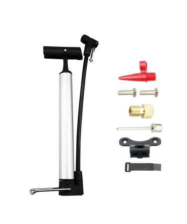 ZUKKA Mini Bike Pump Portable Hand Bicycle Floor Air Pump Both Presta and Schrader for Kid Bike Mountain Bike, Balls Silver