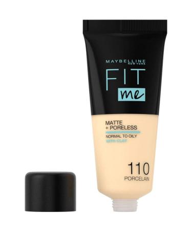 Maybelline Fit Me Matte & Poreless Makeup No. 110 Porcelain - Adaptive Liquid Foundation for Light to Medium Coverage | 30ml - Buy Online on SooperMarket.com
