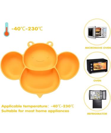 Vicloon Baby Suction Plate Set with Bendable Fork & Spoon - Yellow Bee | Non-Slip Silicone Divided Plate for Self Feeding | BPA-Free & FDA Approved | Dishwasher Safe - Buy Online on SooperMarket.com