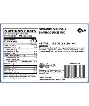Yupik Organic Quinoa & Bamboo Rice Mix 2.2 lb - Non-GMO, Vegan, Gluten-Free - 2.2 Pound Pack - Buy Online on SooperMarket.com