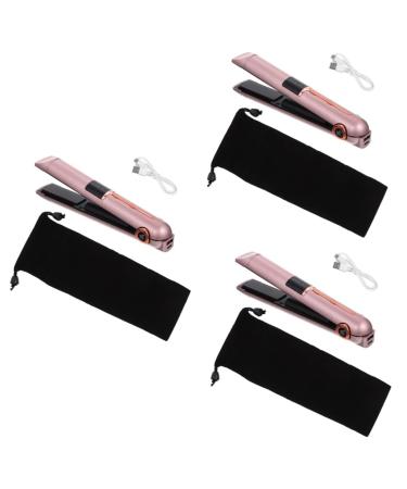 Baluue 3pcs Curling Iron Portable Curling Mini Hair Curling Wand Hair Straightener and Curler Pro Tools Abs 21X4X3.5CMx3pcs Rose Goldx3pcs