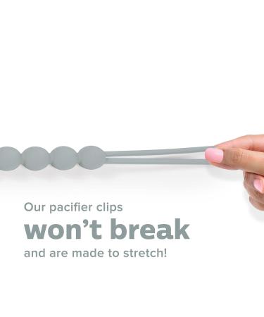 Silicone Pacifier Clip with Koala Bead - Grey | One Piece Soother Binky Teething Ring Holder - Buy Online on SooperMarket.com