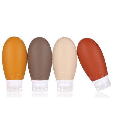 LIYUABU Silicone Travel Bottles 4 Pack 100ml Leak Proof Squeeze Refillable Portable Empty Travel Bottles Accessories Containers for Toiletries Shampoo Conditioner Lotion BPA Free TSA Approved 100ml Brown