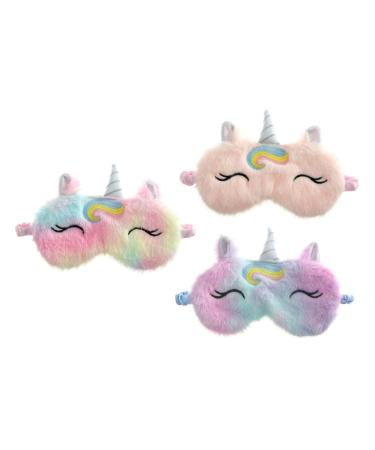NOLITOY 3pcs Unicorn Eye Patch Hair Ties for Cotton Eye Cover Eye Blindfold Daytime Eye Shade Blinders Travel Eye Mask Sleeping Blindfold Christmas Girl Plush Eye Shadow