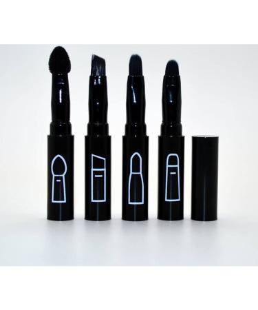 Premium 4-in-1 Detachable Makeup Brush Kit - Portable Travel Lip Eyeshadow & Eyebrow Brushes (Black) - International Shipping Available - Buy Online on SooperMarket.com