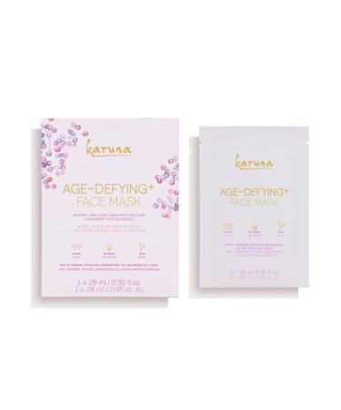 Karuna Age-defying+ Face Mask Sheet Skincare and Beauty Facial Masks with Moisturizing and Collagen Promotion Properties for Soothing Wrinkles and Healthy Glow Revitalize Dry Mature Skin (1 Sheet)