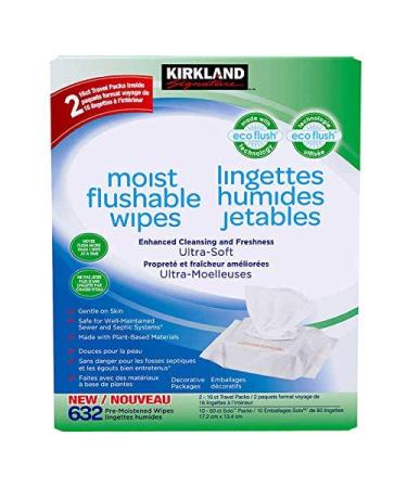 Kirkland Signature Flushable Wipes 632 Count Pack - Moist White Wipes - Eco-Friendly and Biodegradable - Buy Online on SooperMarket.com