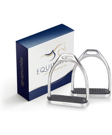 Equinate Stirrups Luna 10cm Stainless Steel | Anti-Slip Rubber Tread | Durable for Adults & Children | Set of 2 - Buy Internationally - Buy Online on SooperMarket.com