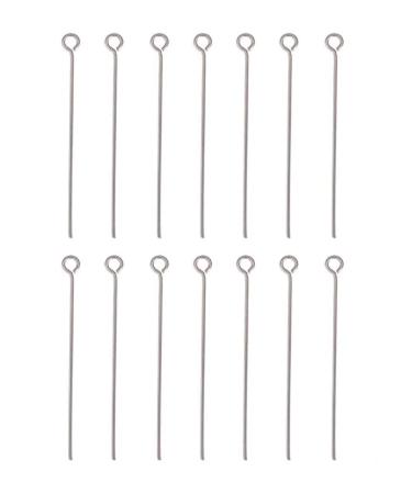 200pcs Adabele 304 Grade Surgical Stainless Steel Hypoallergenic 30mm Eye Pins (Wire 0.7mm/21 Gauge/0.028 inch) for Jewelry Beading Craft Making SJF66-30 200 Eye pins - 30mm (1.18 inch)