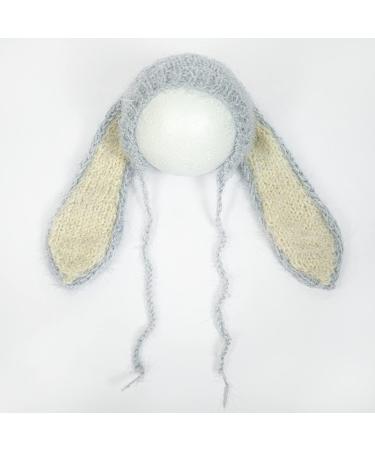Newborn Bunny Hat Photography Props for Monthly Baby Boy and Girl Photo Shoots - Grey Crochet Costume with Big Ears - Buy Online on SooperMarket.com