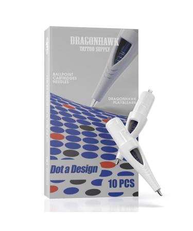 Dragonhawk Practice Tattoo Cartridges Needles with Ballpoint for Dotwork Drawing & Practice on Papers Black Color Black Refill