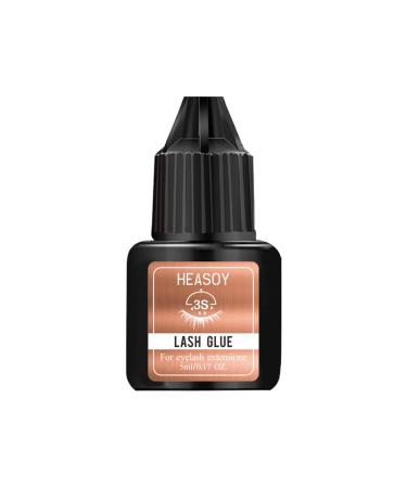 Eyelash Extension Glue by Heasoy- Extra Strong Professional Lash Glue 5ml | 3 Sec Drying time | Retention - 7 Weeks | Black Adhesive | Self Application or Professional Use