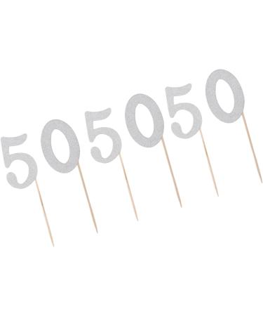 50th Cupcake Toppers Silver Glitter 50 Cupcake Decorations for Birthday Wedding Anniversary Party - Buy Online on SooperMarket.com
