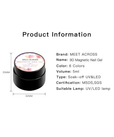 MEET ACROSS 9D Cat Eye Gel Nail Polish Set - Chameleon Magnetic Soak Off UV LED 7 Color Gel with Magnet Stick and Brush - Buy Online on SooperMarket.com