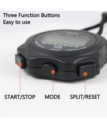 Sports Stopwatch Timer - Digital Clock Calendar Alarm - Shockproof for Running Swimming Referee - Black (2 Pcs) - Buy Online on SooperMarket.com