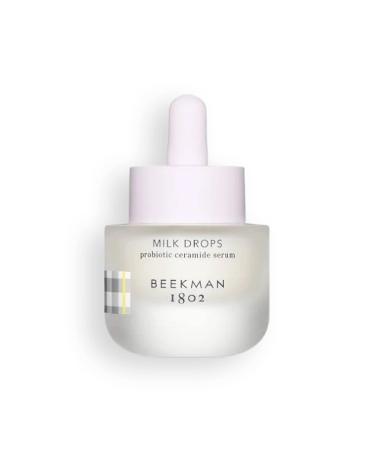 Beekman 1802 Milk Drops Ceramide Serum - Hydrating Face Serum with Hyaluronic Acid  Squalane Oil & 100% Natural AHAs & BHAs - Cruelty Free 0.5 Ounce